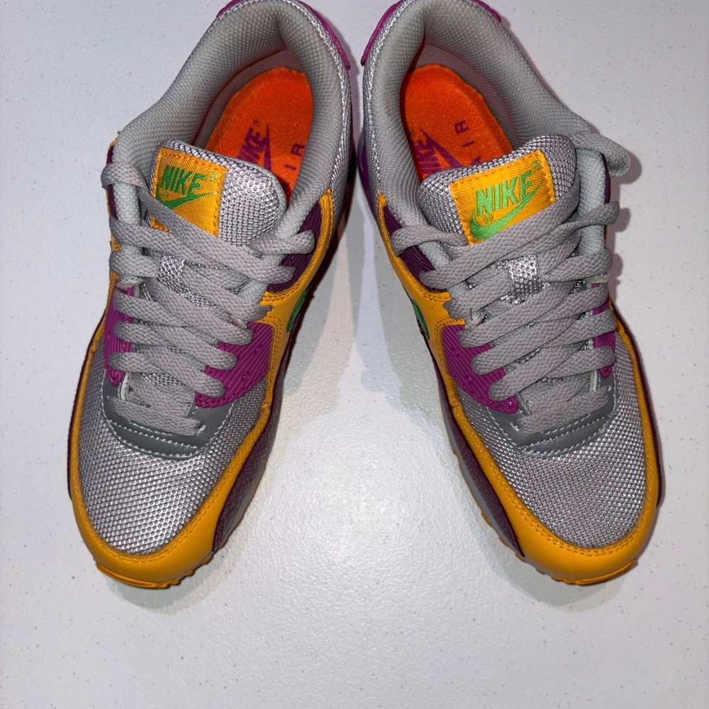 Nike Women’s Air Max 90 Sneakers in Yellow, Purple, and Green - Picture 6 of 10